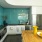 kitchen with island with lemons on it
