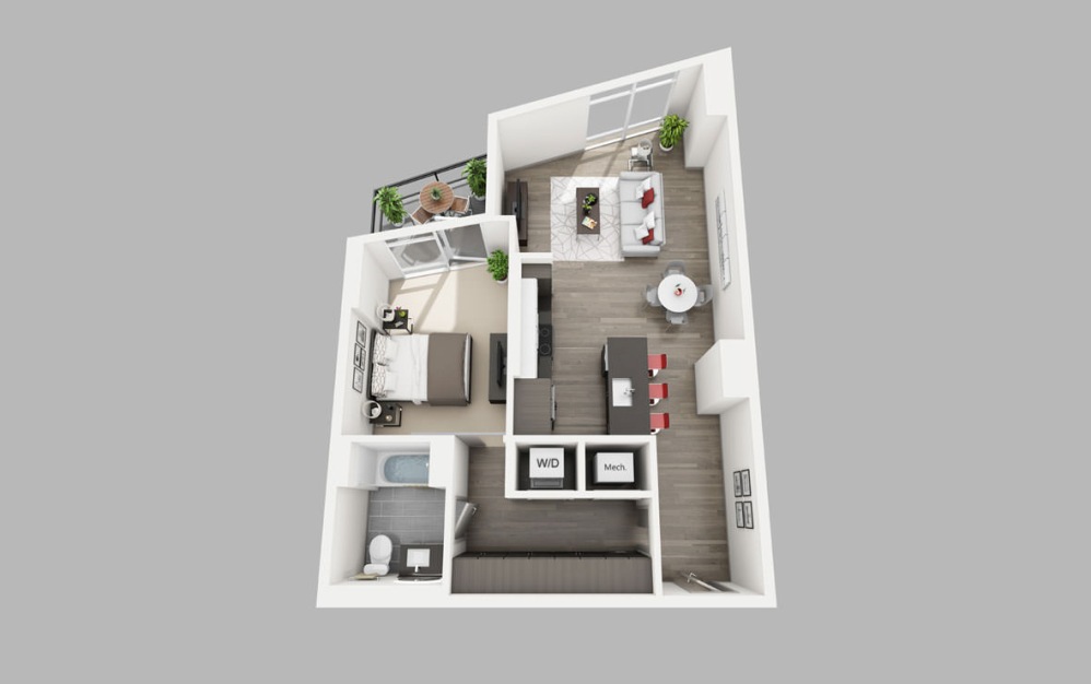 A10 - 1 bedroom floorplan layout with 1 bathroom and 790 square feet