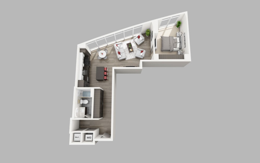 A4 - 1 bedroom floorplan layout with 1 bathroom and 826 square feet